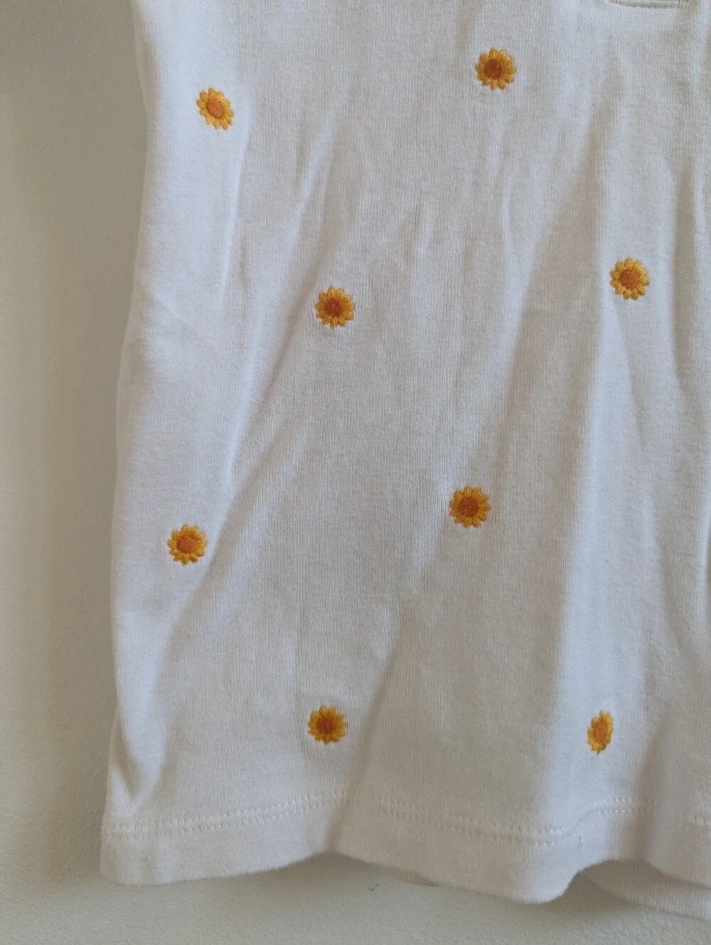 Gymboree Shirt 5 Girls White Sunflower Polo